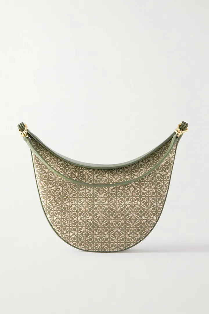 Loewe - Luna Leather-trimmed Canvas-jacquard Shoulder Bag - Green