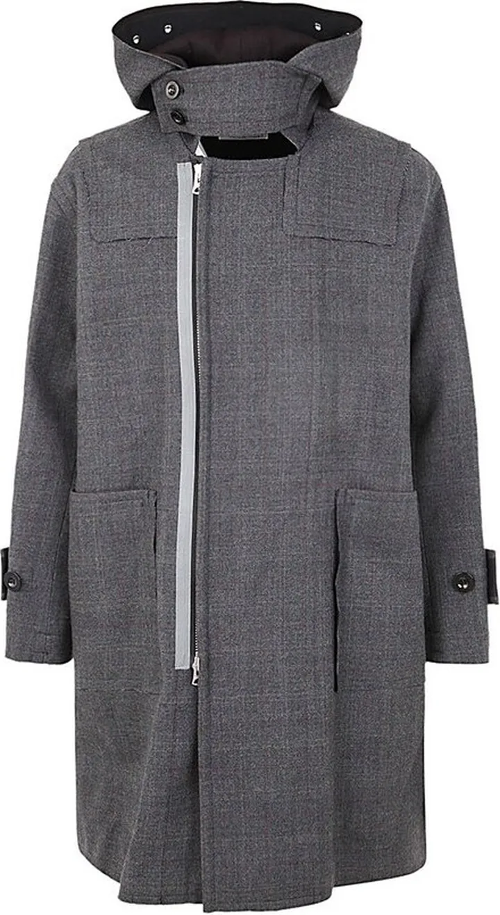 Sacai Checked Hooded Coat