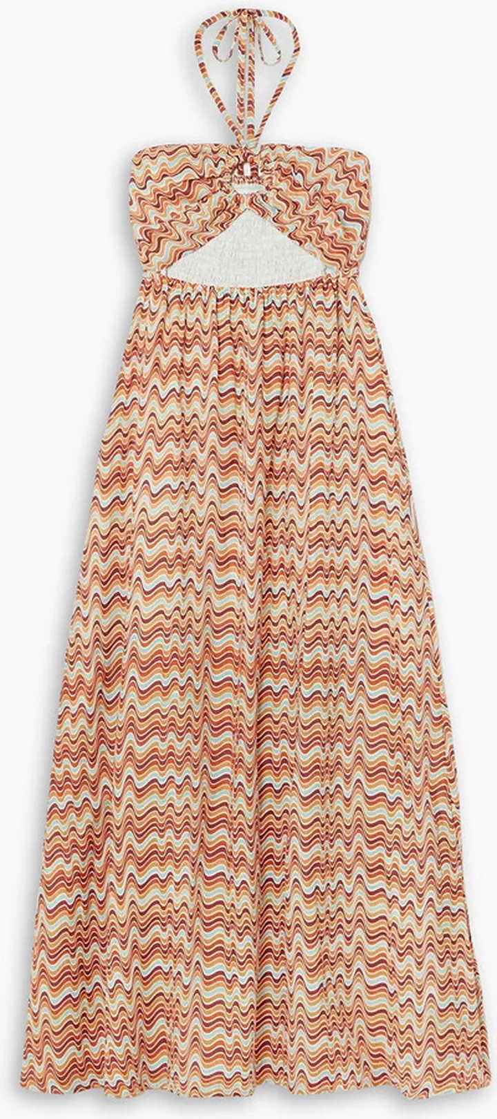 La Costa cutout printed linen halterneck maxi dress