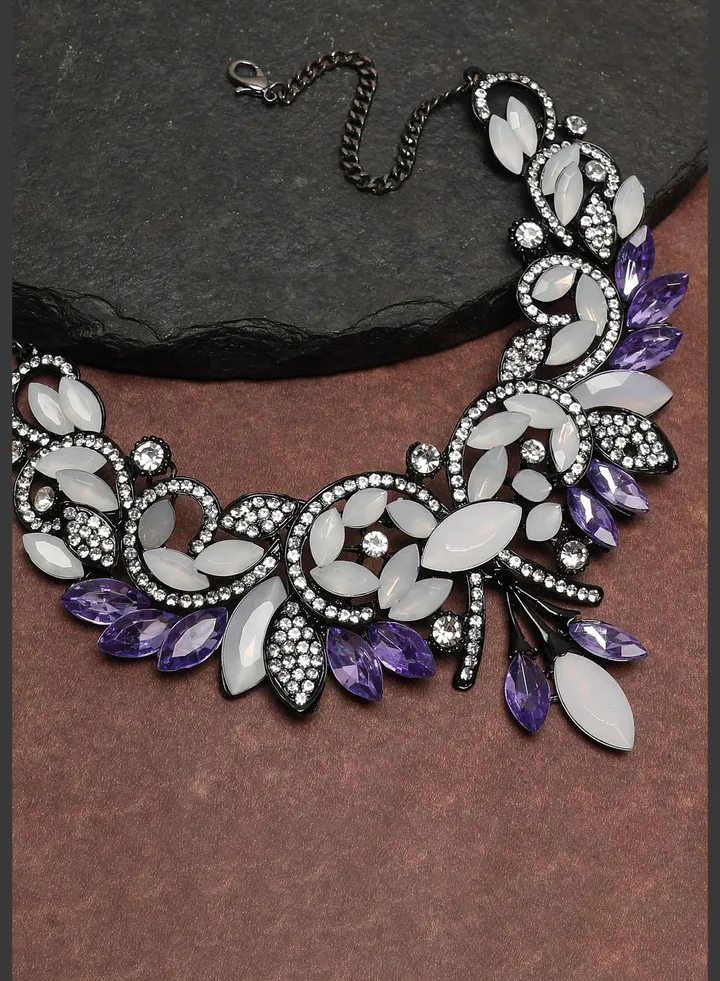 Trendy Designer Stone Party Necklace and Earring Set For Women
