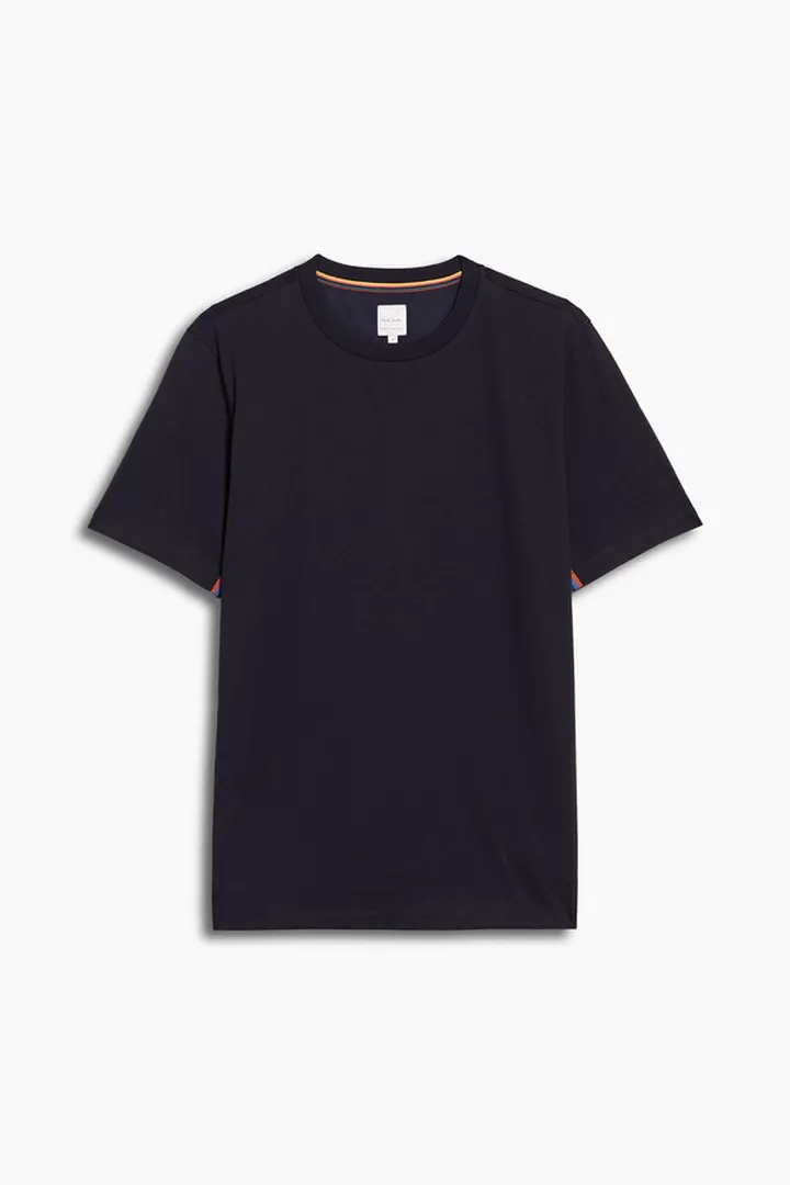 Striped-trimmed cotton-jersey T-shirt