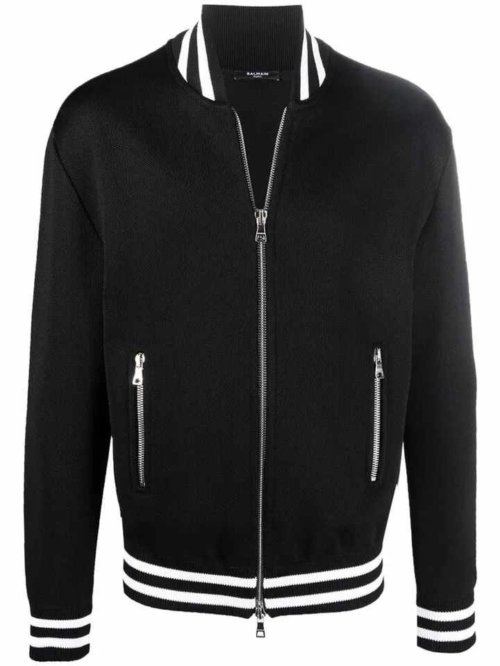 Stripe-Trim Bomber Jacket