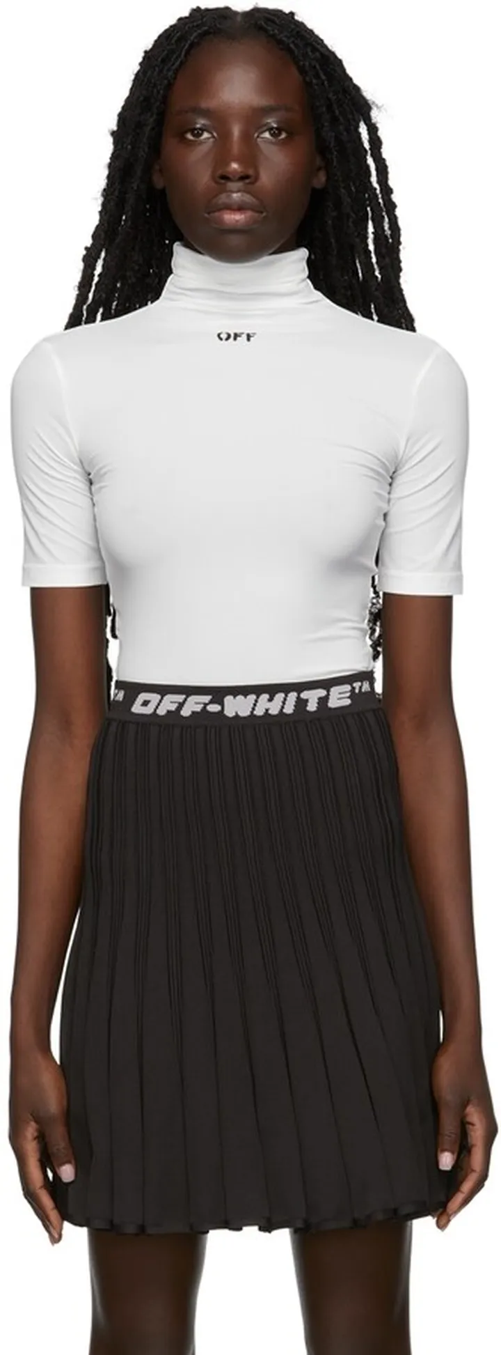 Off-White White Stamp Logo Second Skin Short Sleeve Turtleneck