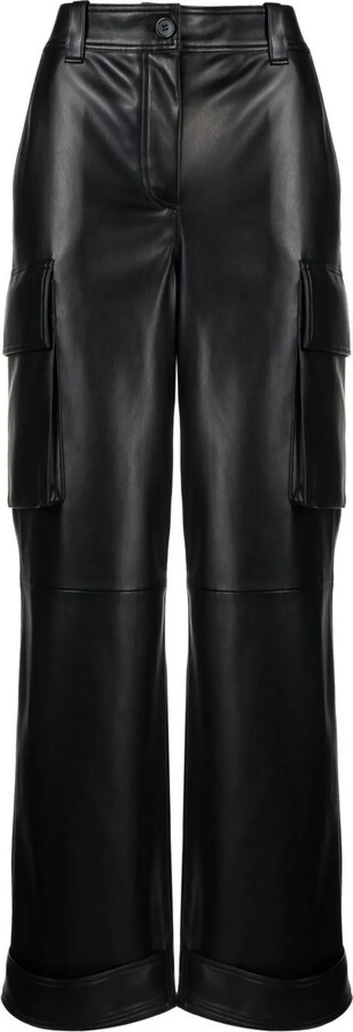 Asha faux-leather straight leg trousers