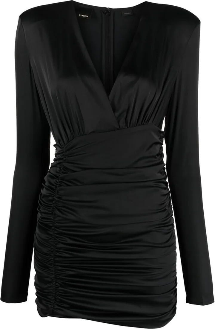 V-neck ruched minidress