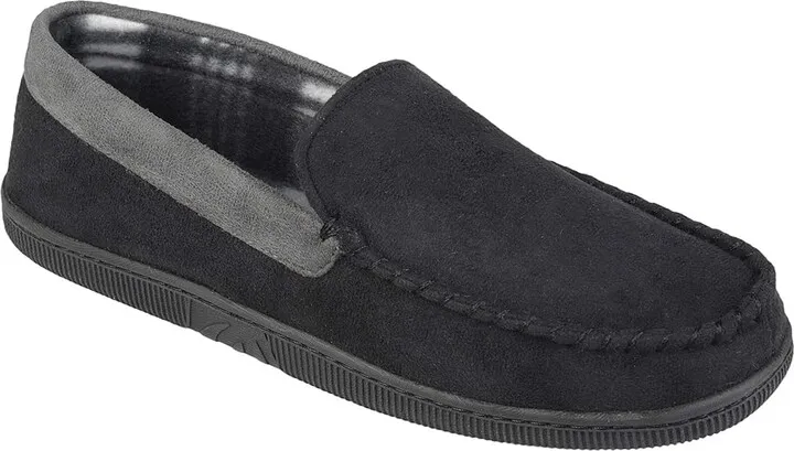 Vance Co. Slater Moccasin Slipper (Black Faux Suede) Men's Shoes