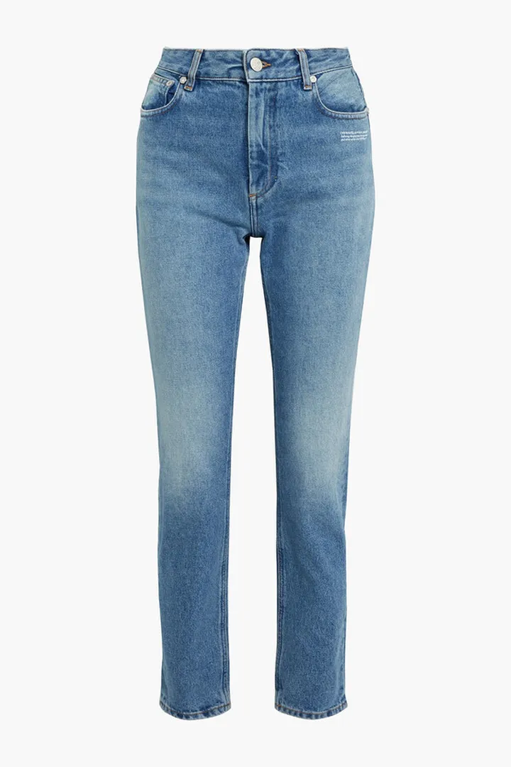 Printed high-rise slim-leg jeans