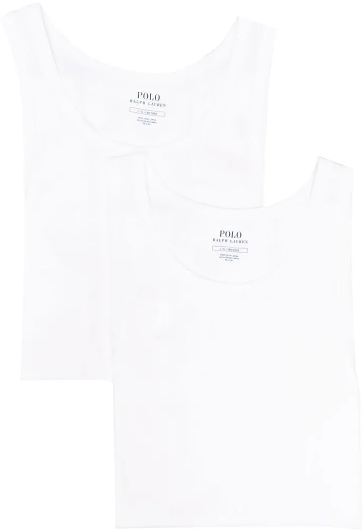 embroidered-logo U-neck vest set of 2
