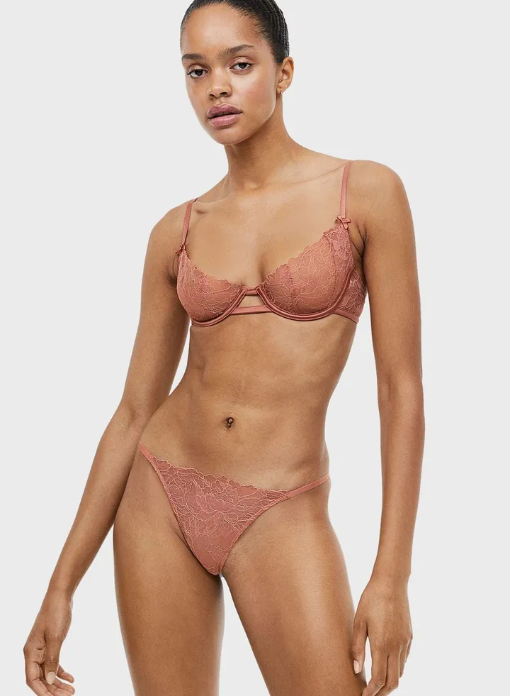 Lace Plunge Neck Bra