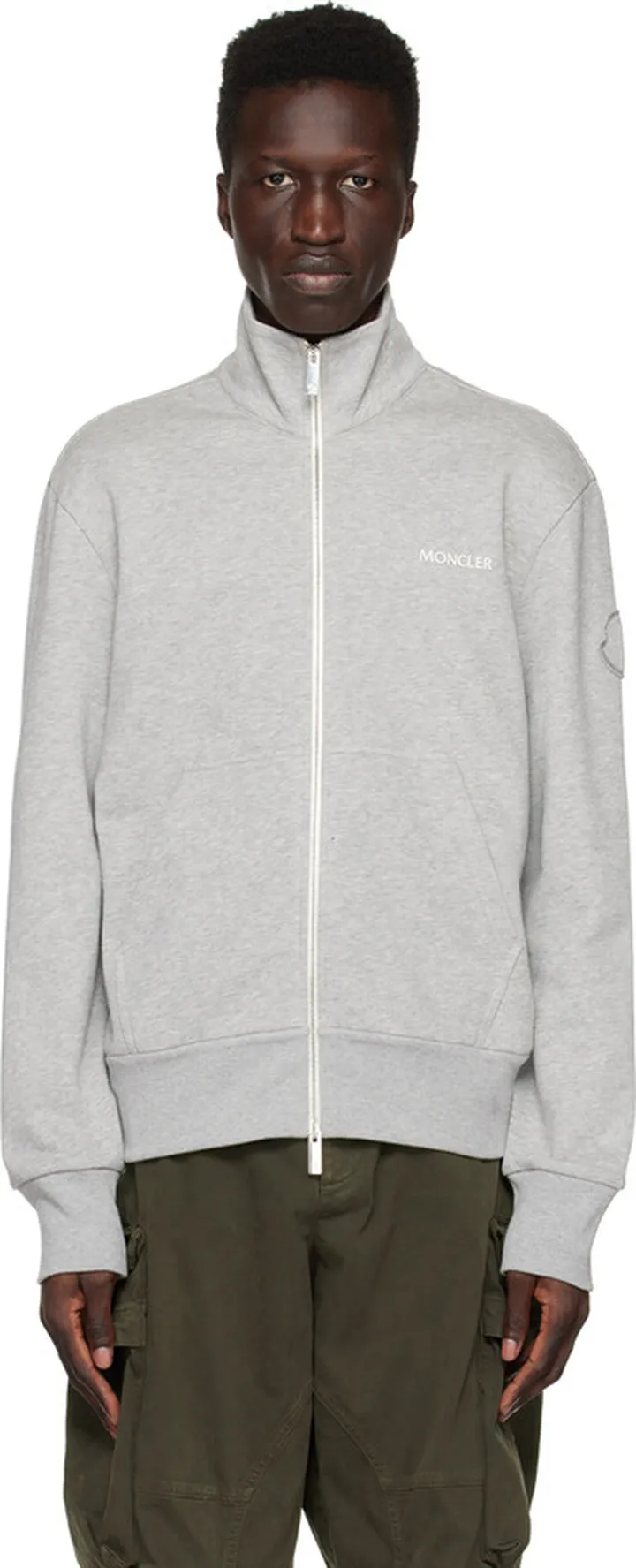Moncler Gray Zip-Up Sweater