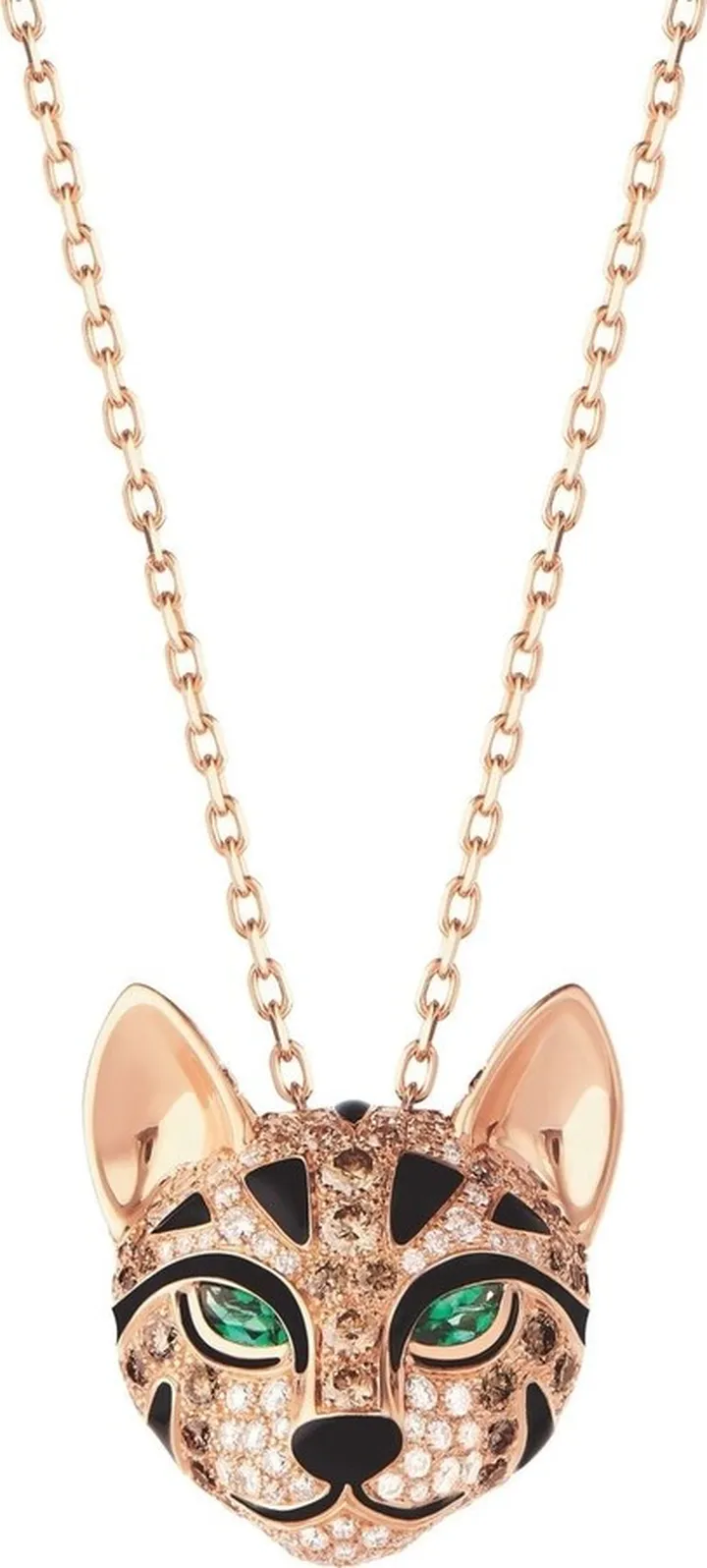 18kt rose gold Fuzzy The Leopard diamond and emerald necklace