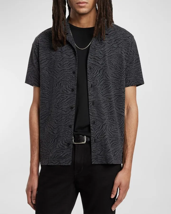 Men's Lawrence Zebra Jacquard Camp Shirt
