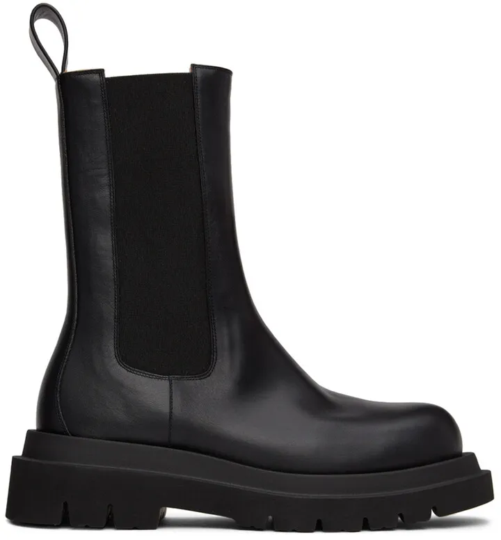 Bottega Veneta Black Shearling Lug Chelsea Boots