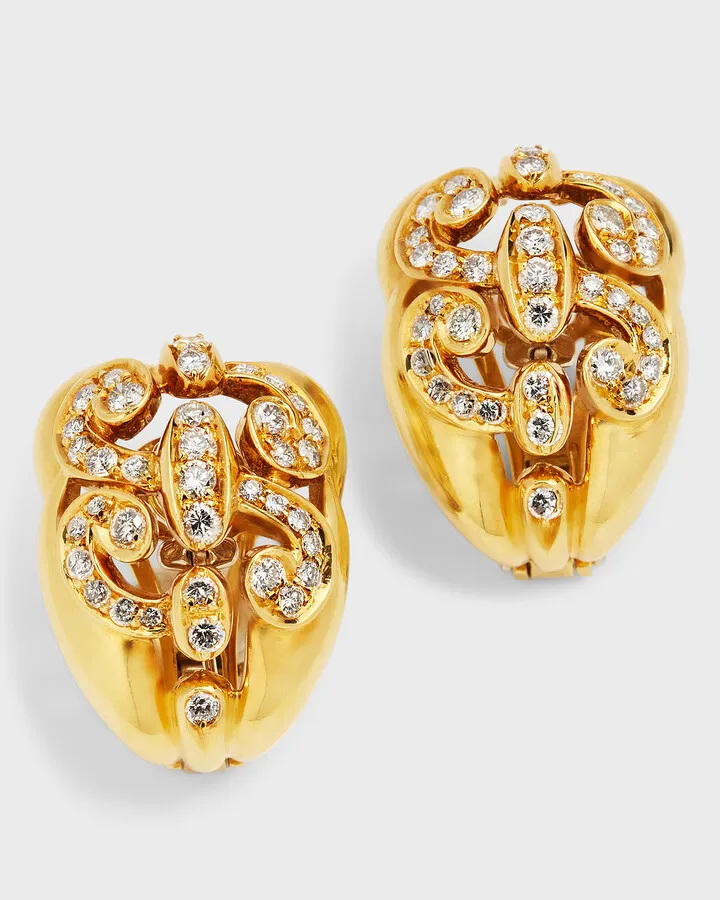 18K Yellow Gold Oro Diamond S-Design Earrings