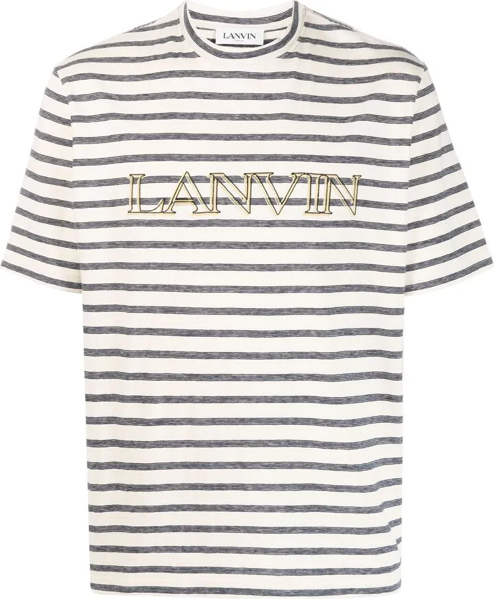 logo-embroidered striped T-shirt
