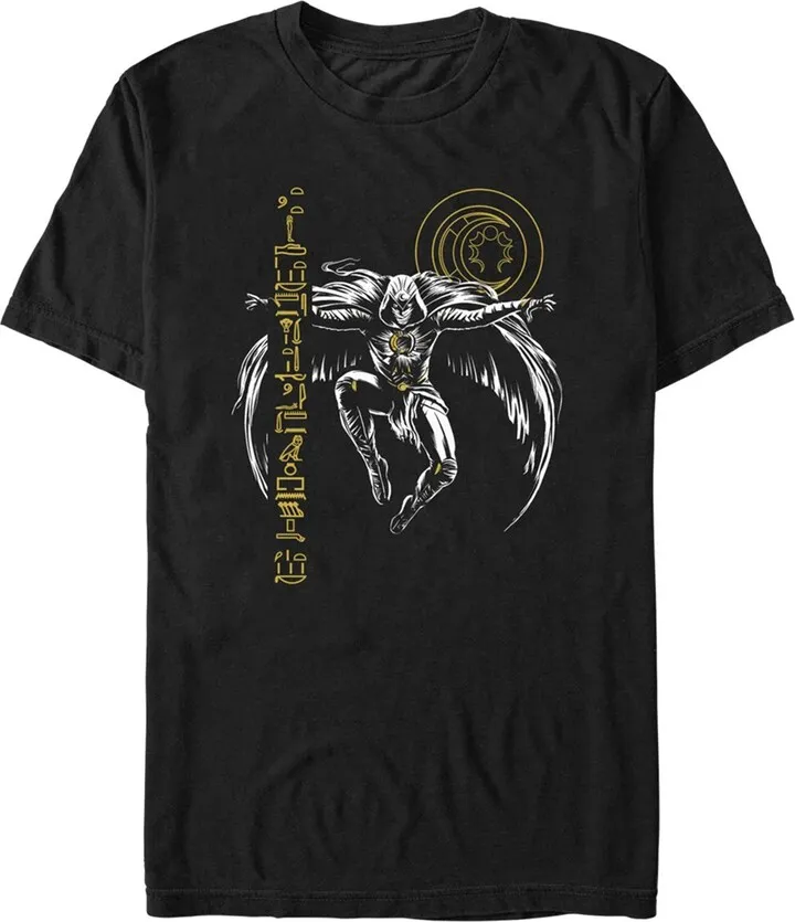 Men's Marvel: Moon Knight Vertical Hieroglyph Sketch T-Shirt - Black - 3X Large