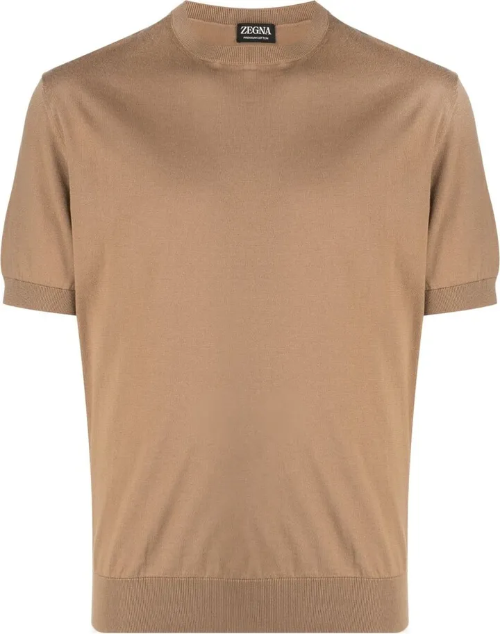 fine-knit short-sleeve T-shirt