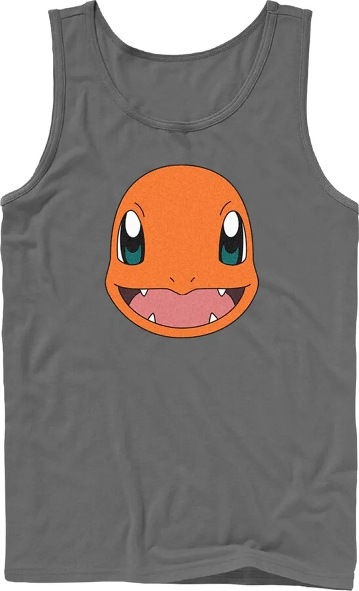 Men's Pokemon Charmander Smile Tank Top - Charcoal - Large