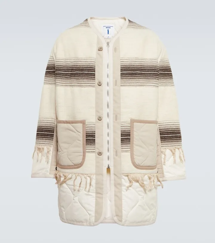 Fringe-trimmed striped jacket