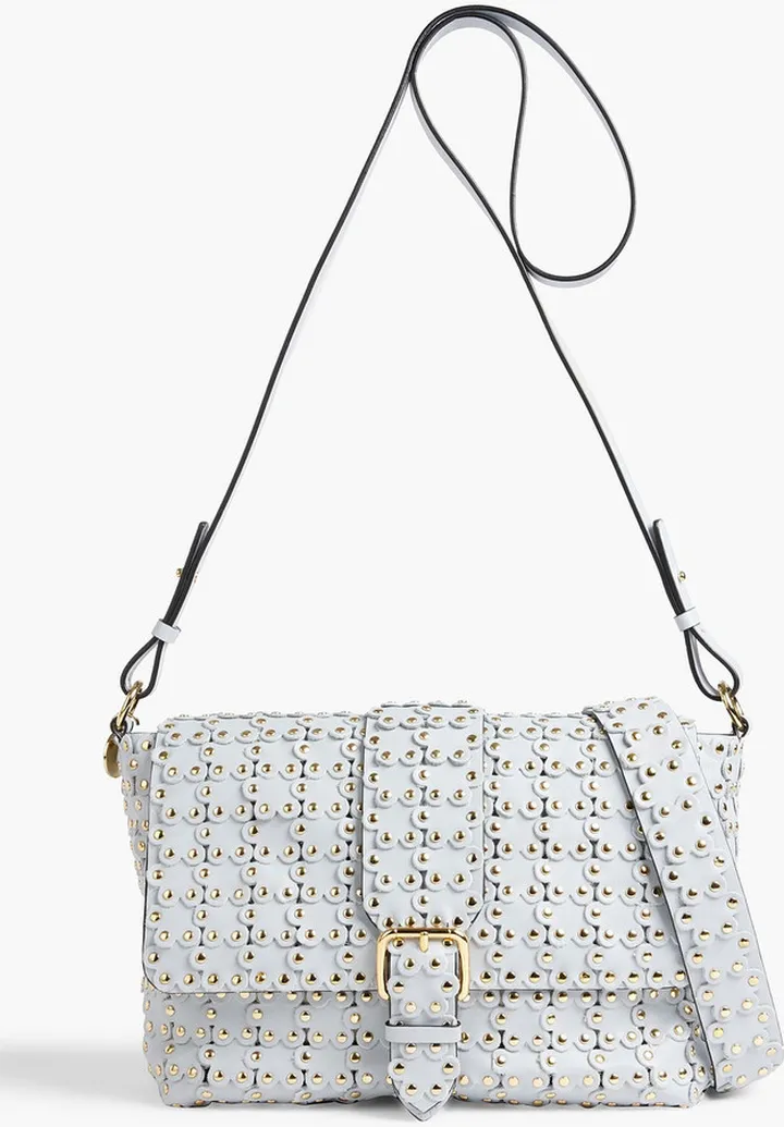 Flower Puzzle studded laser-cut leather shoulder bag