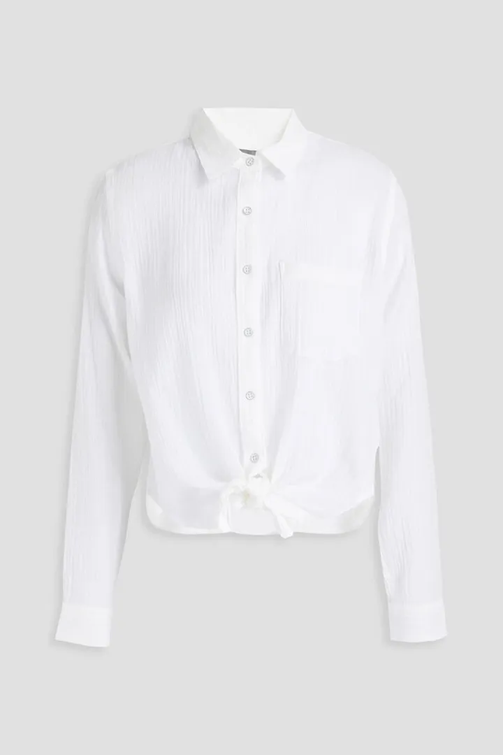 Knotted cotton-gauze shirt