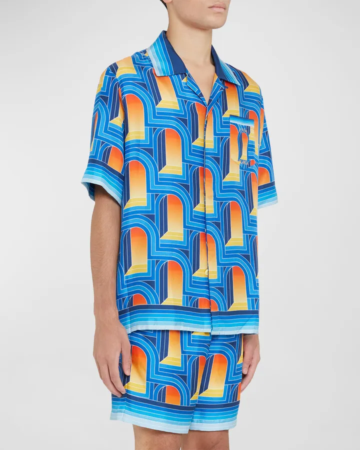 Men's L'arche de Nuit Silk Camp Shirt