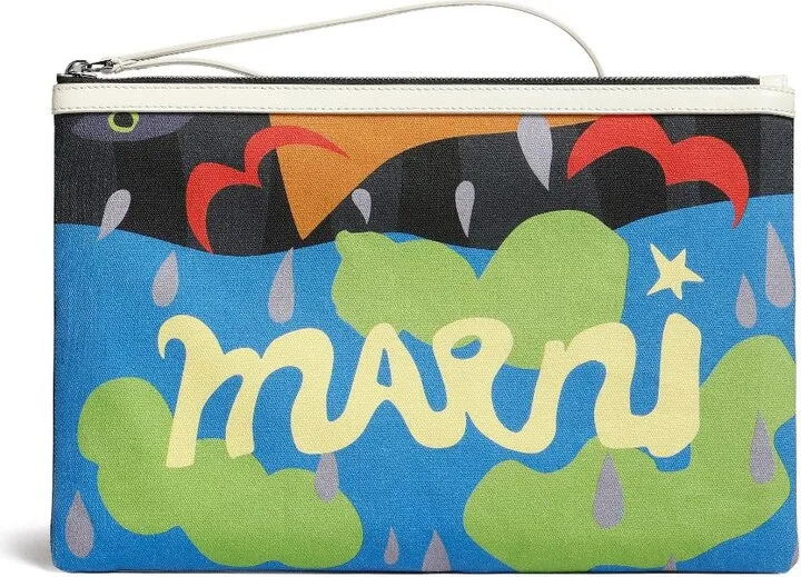 Logo-Print Clutch Bag