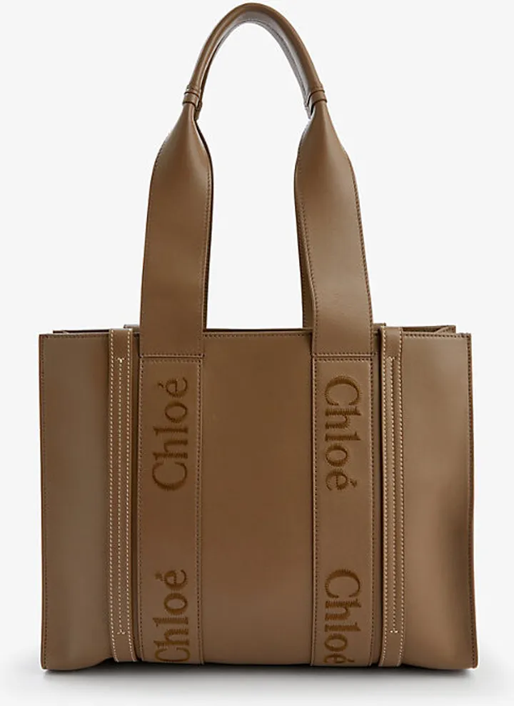 Womens Army Green Woody Medium Leather Tote bag