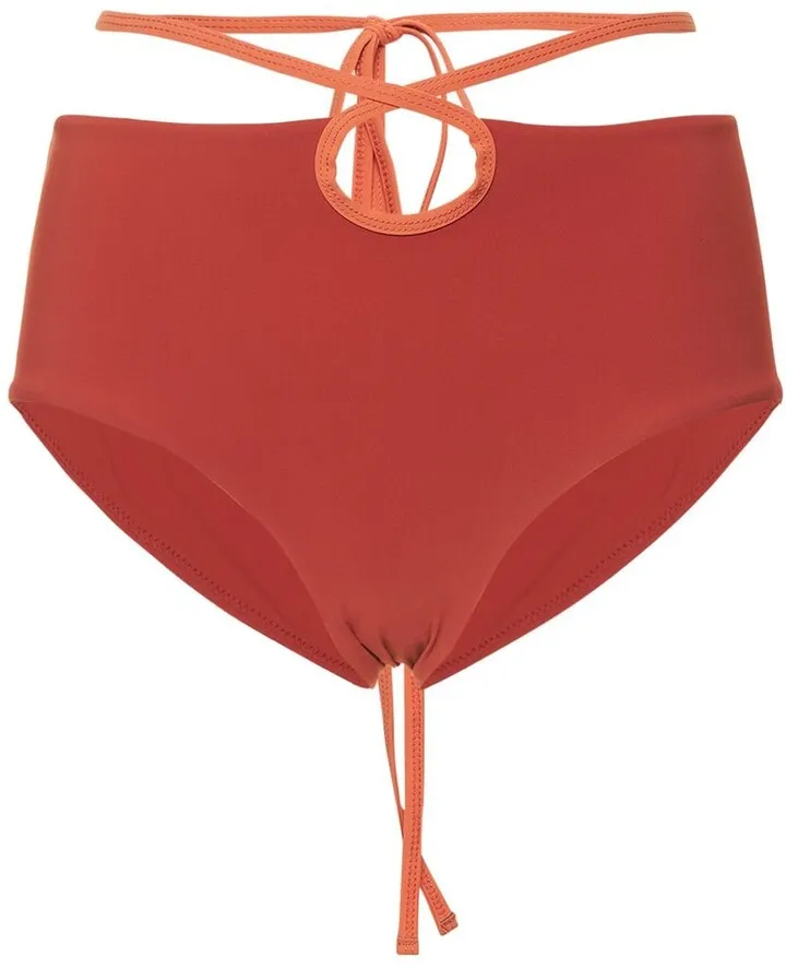 Loop tie high rise bikini bottoms