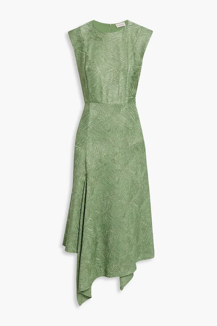 Draped satin-jacquard dress