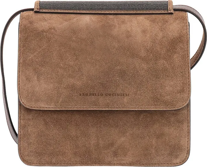 Suede shoulder bag with iconic jewel application