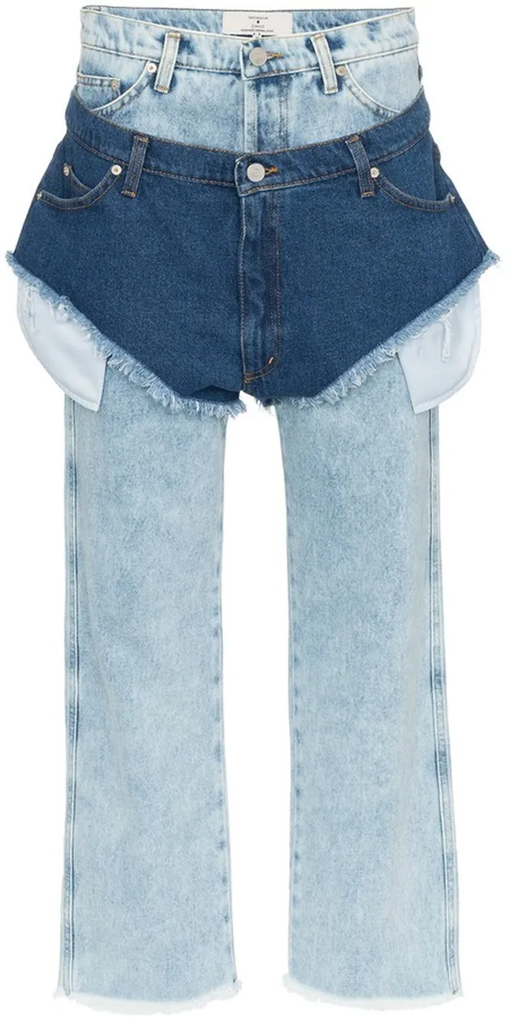 High Waisted Jeans With A Denim Shorts Layer