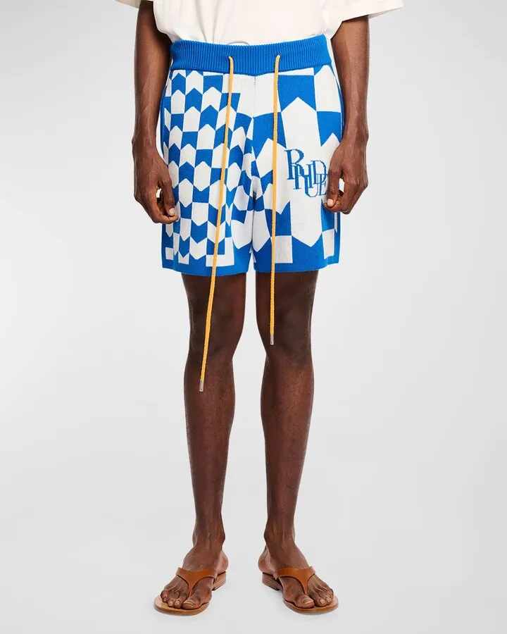 Men's Racing Checkered Knit Shorts