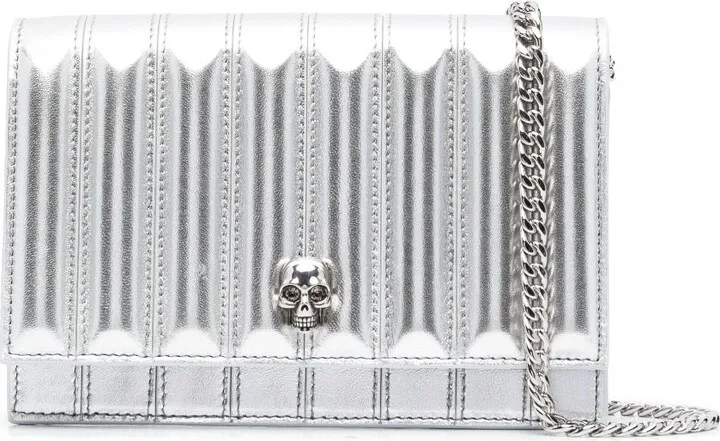 Metallic-Effect Skull Crossbody Bag