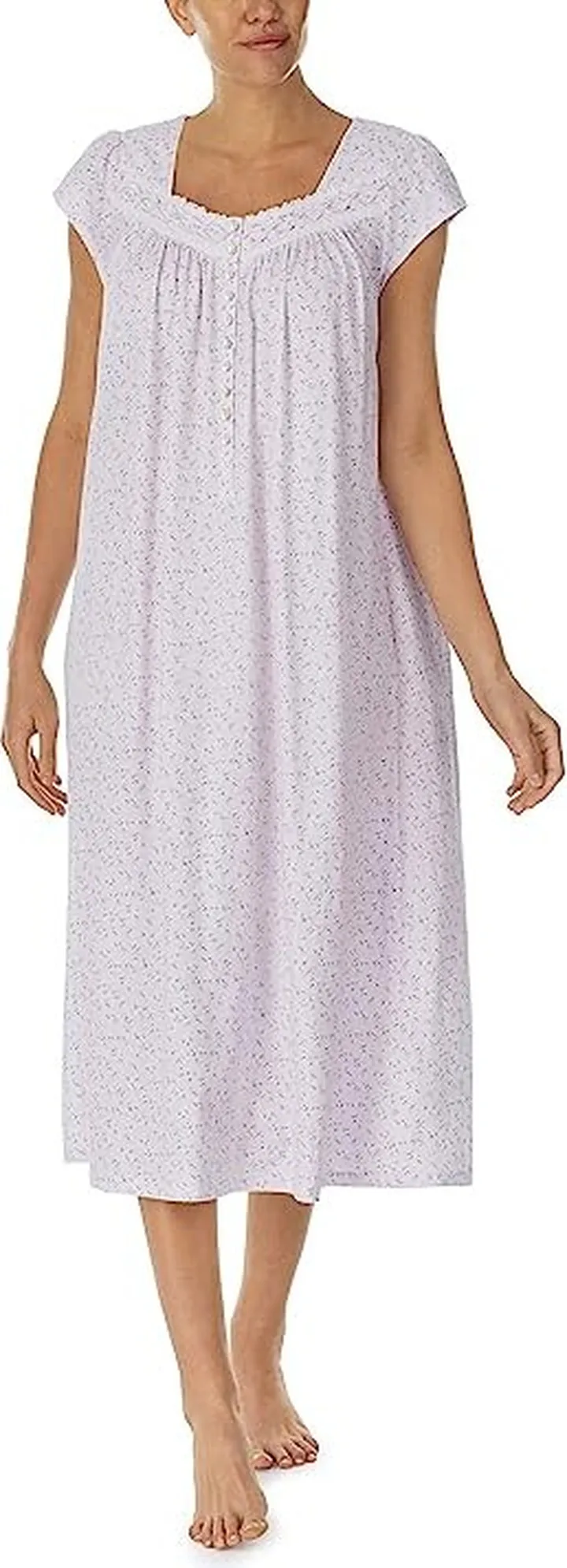 Eileen West Cap Sleeve Long Nightgown (Pink Ground Ditsy) Women's Pajama