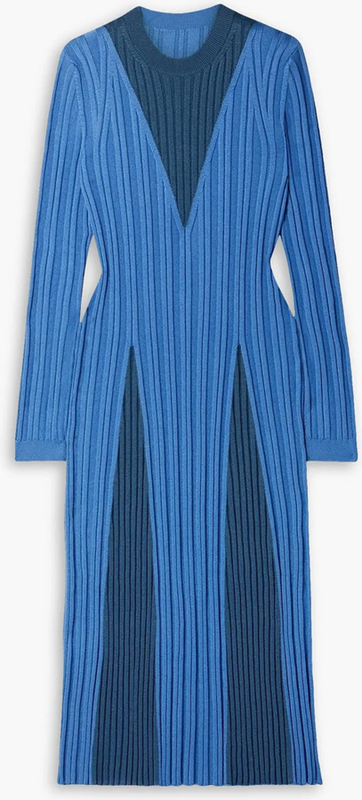 Remy two-tone ribbed cotton-blend midi dress