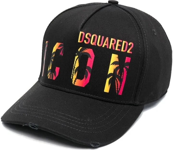 Black Logo Print Baseball Cap