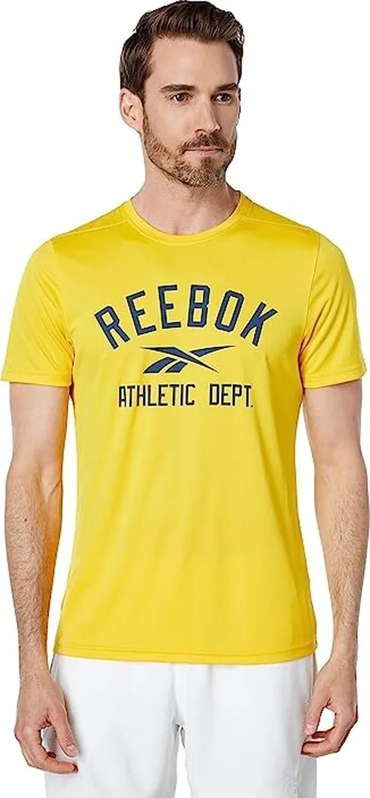Reebok Workout Ready Poly Graphic Short Sleeve Tee (Always Yellow) Men's T Shirt