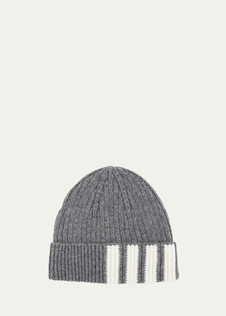 Men's Cashmere 4-Bar Beanie Hat