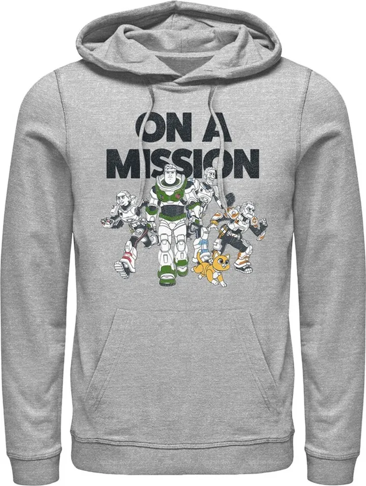 Men's Lightyear On a Mission Group Pull Over Hoodie - Athletic Heather - Large