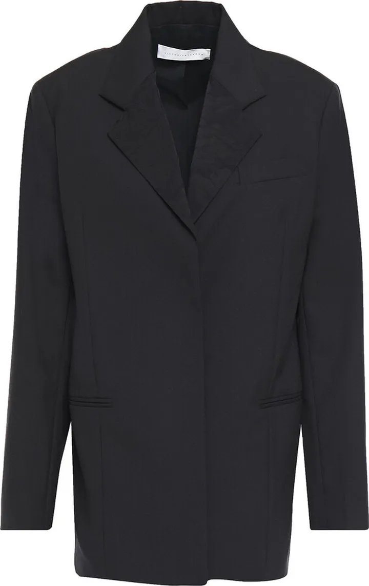 Satin jacquard-trimmed wool and mohair-blend blazer
