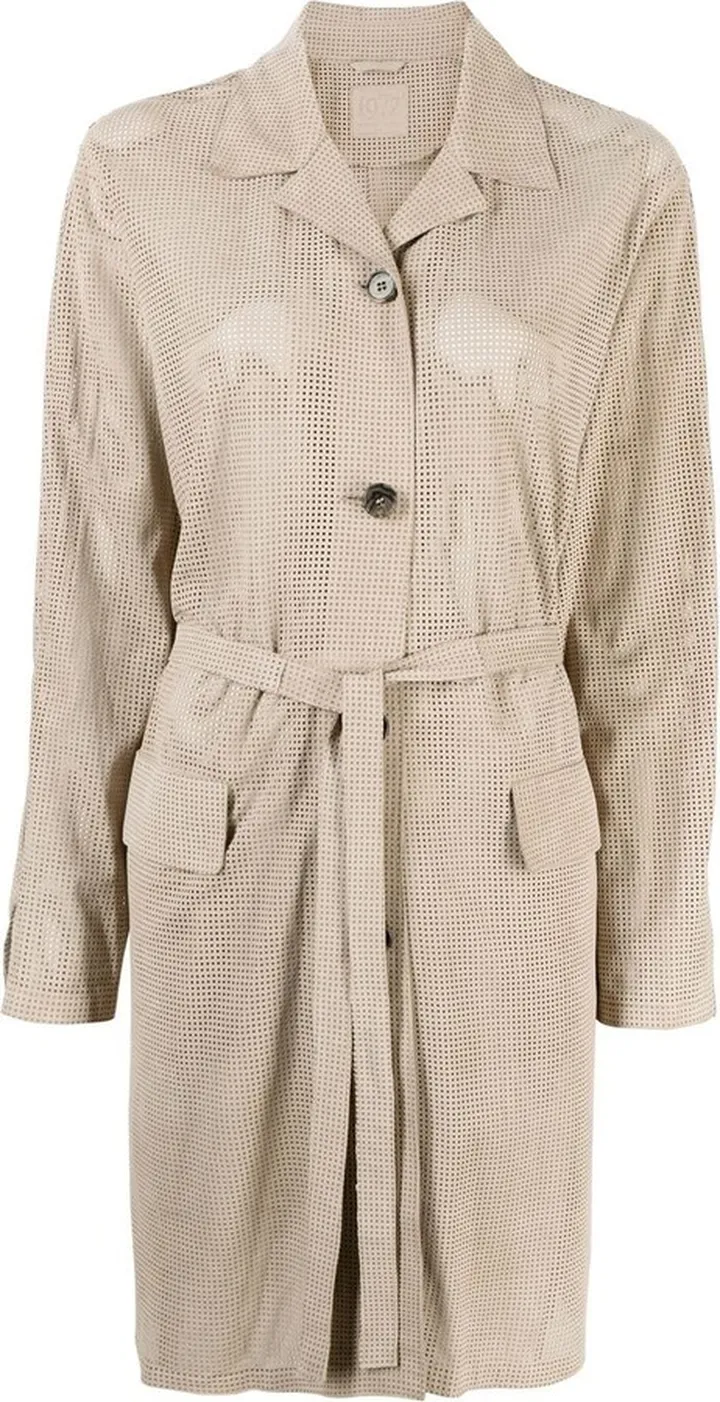Siingle-Breasted Belted Suede Coat