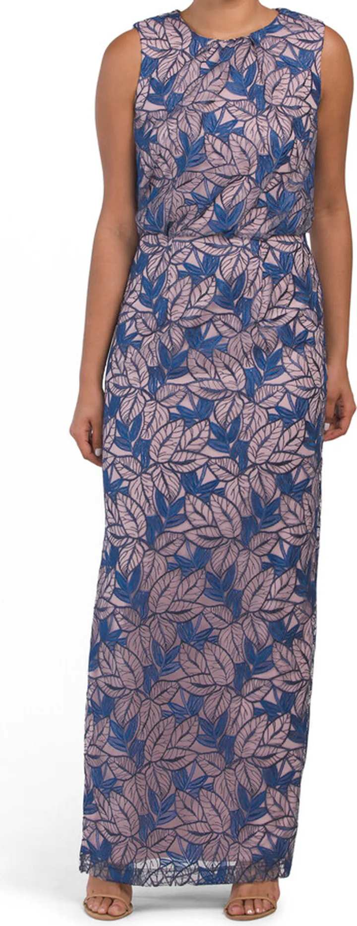 Jolie Sleeveless Embroidered Gown With Side Slit