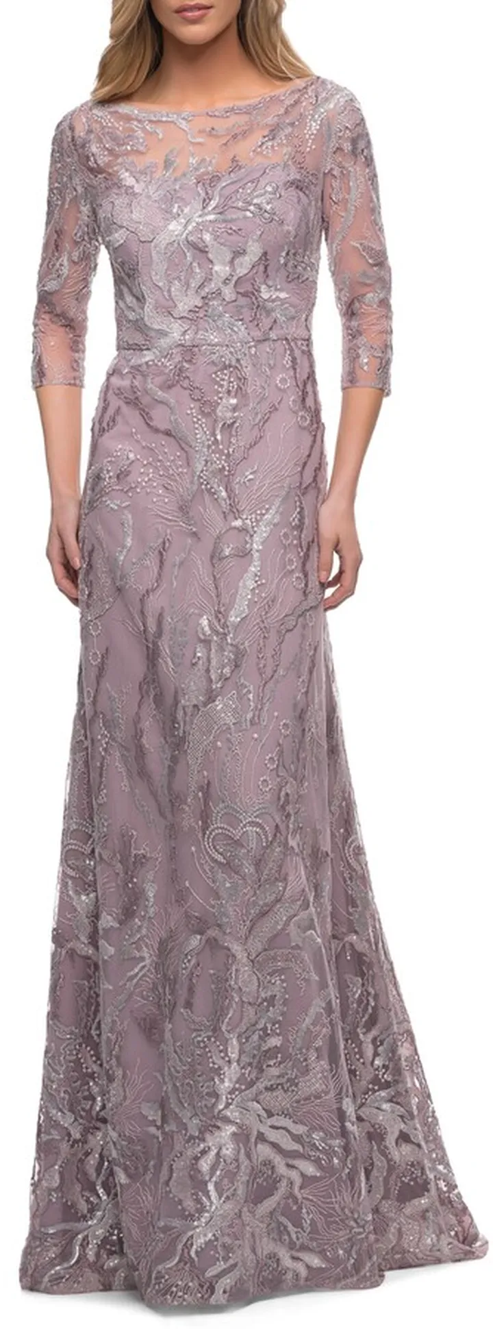 Sequin Lace A-Line Gown