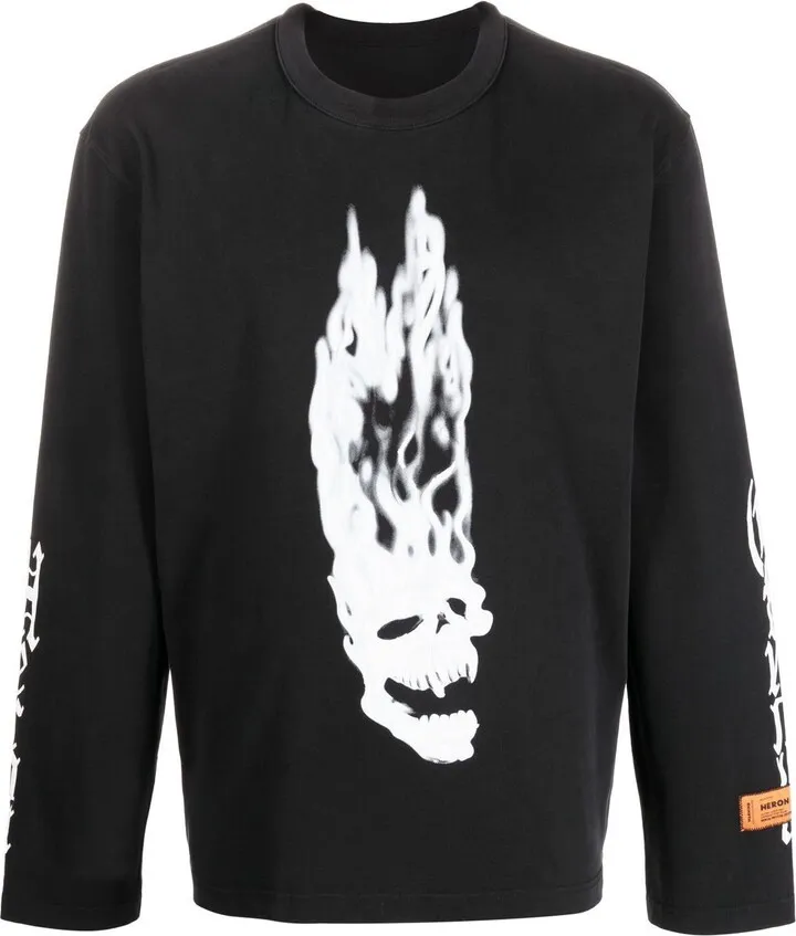 Flaming Skull long-sleeved T-shirt