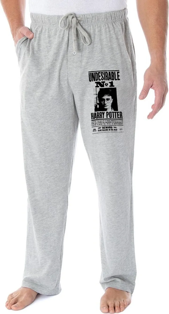 Harry Potter Adult Mens' Undesirable No 1 Wanted Poster Pajama Lounge Pants (M) Grey