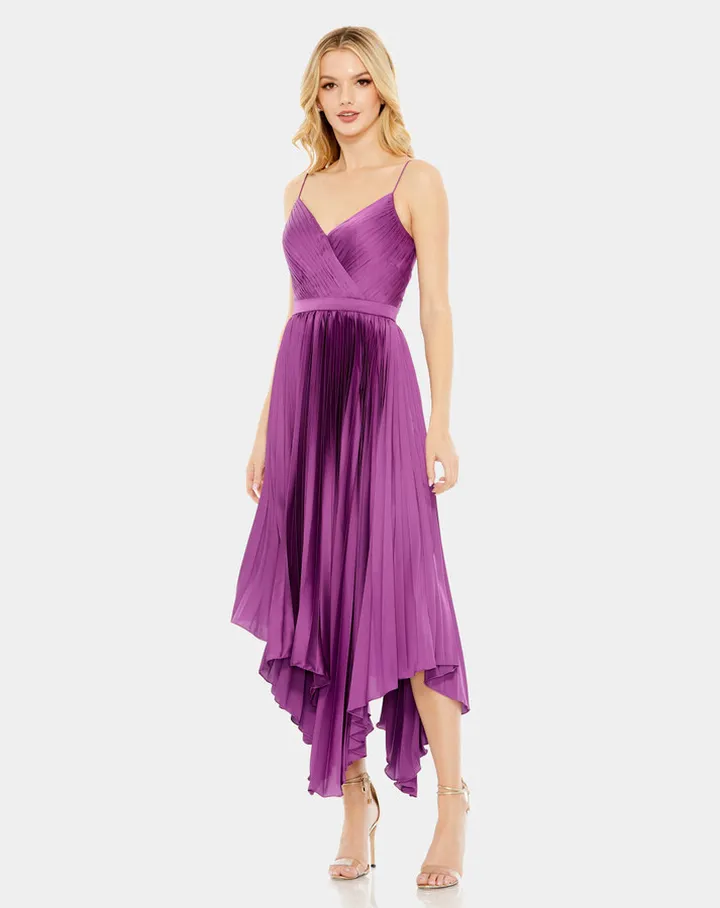 Satin Flowy Pleated Dress
