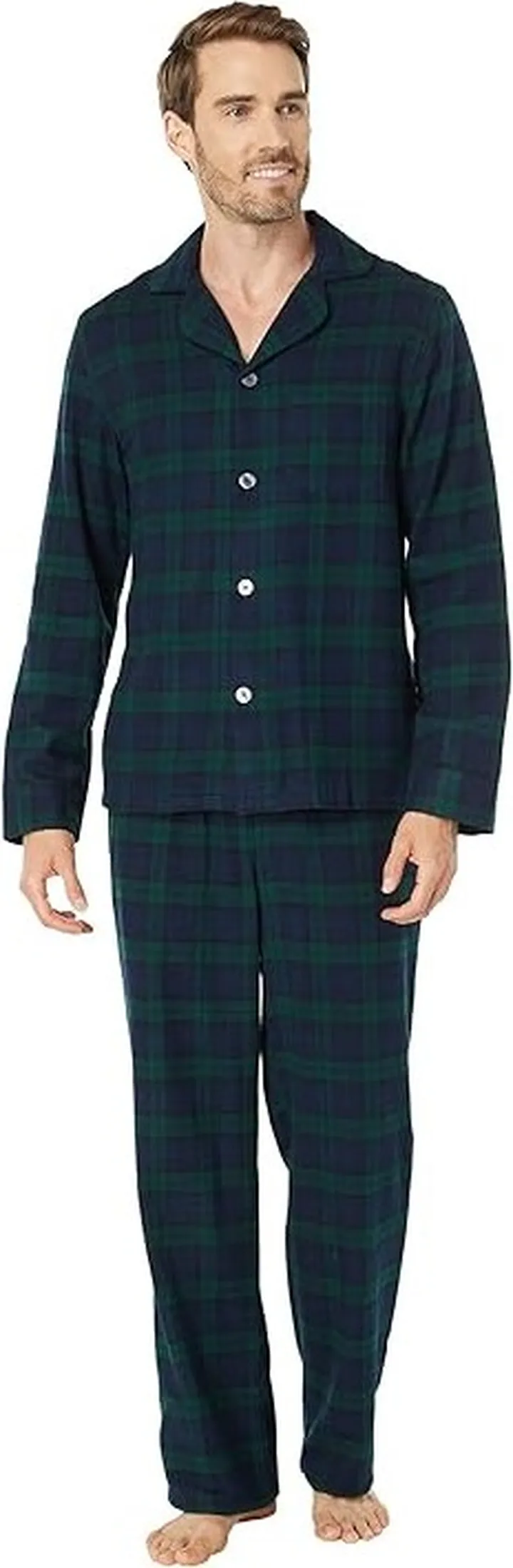 L.L.Bean Scotch Plaid Flannel Pajamas Regular (Black Watch Tartan) Men's Pajama Sets
