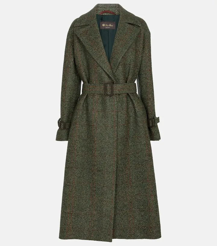 Anton belted herringbone coat