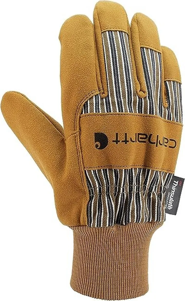 Carhartt Men's Insulated Suede Work Glove with Knit Cuff (Brown) Extreme Cold Weather Gloves